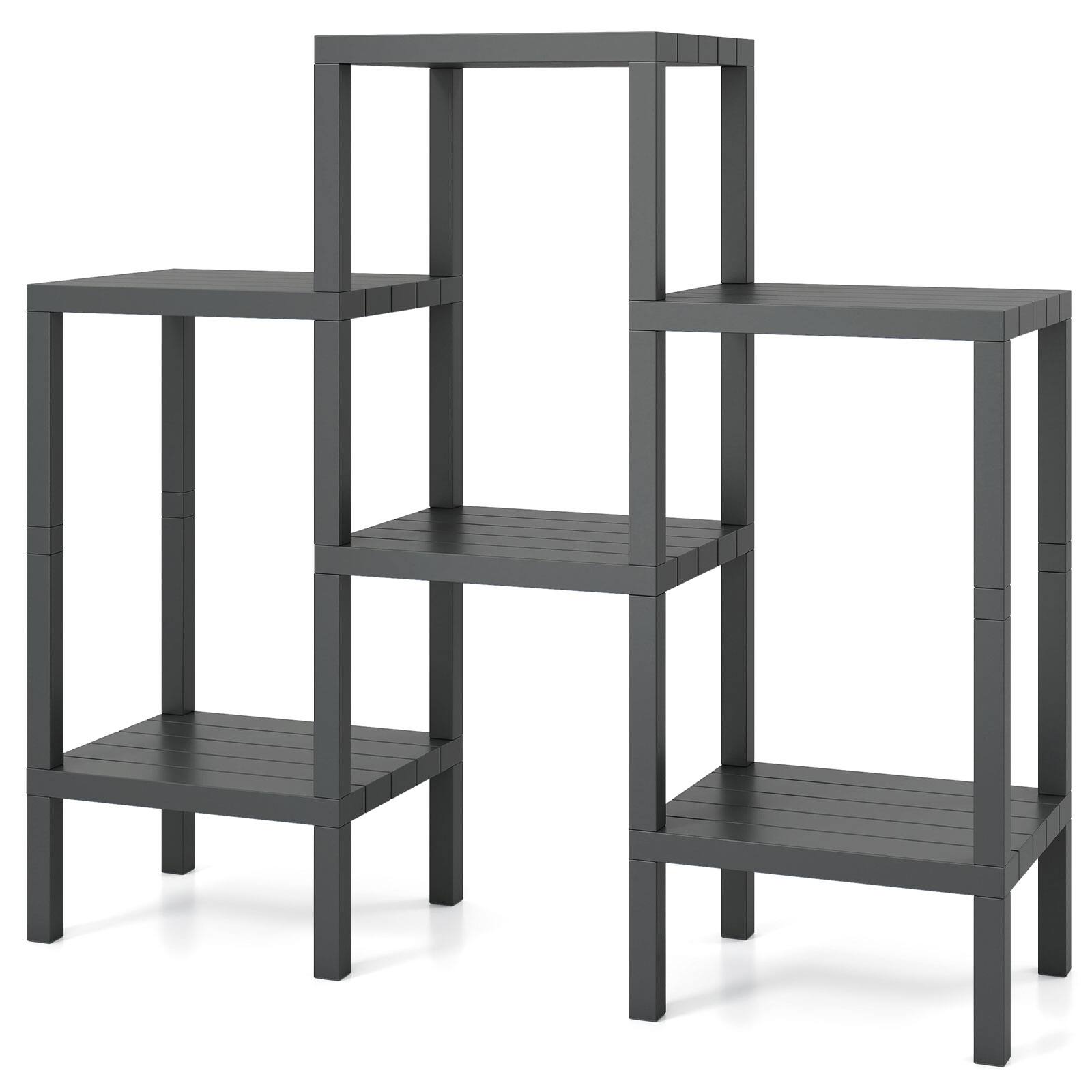Alt View 9. Gymax - Gymax 6-Tier Plastic Modular Storage Shelves Open Display Utility Shelving Unit Gray - Gray.