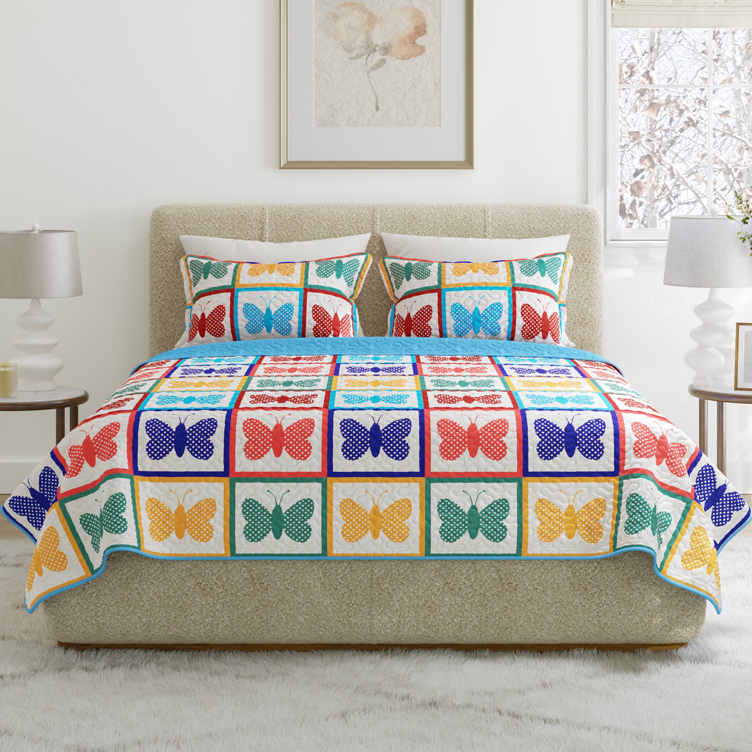 Left. Lavish Home - 2pc Butterfly Twin Quilt - Multi.