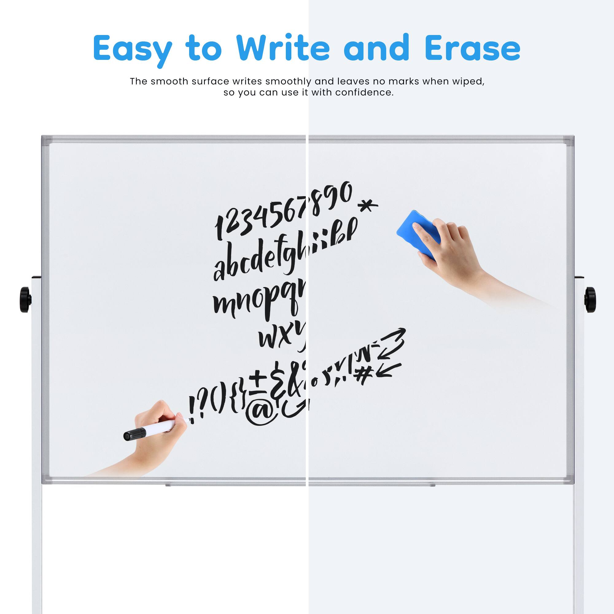 Easy to Write and Erase

The smooth surface writes smoothly and leaves no marks when wiped, so you can use it with confidence.

1234567890
abcdefg hijklmnop
wxyz
1?01 !?08 E a
