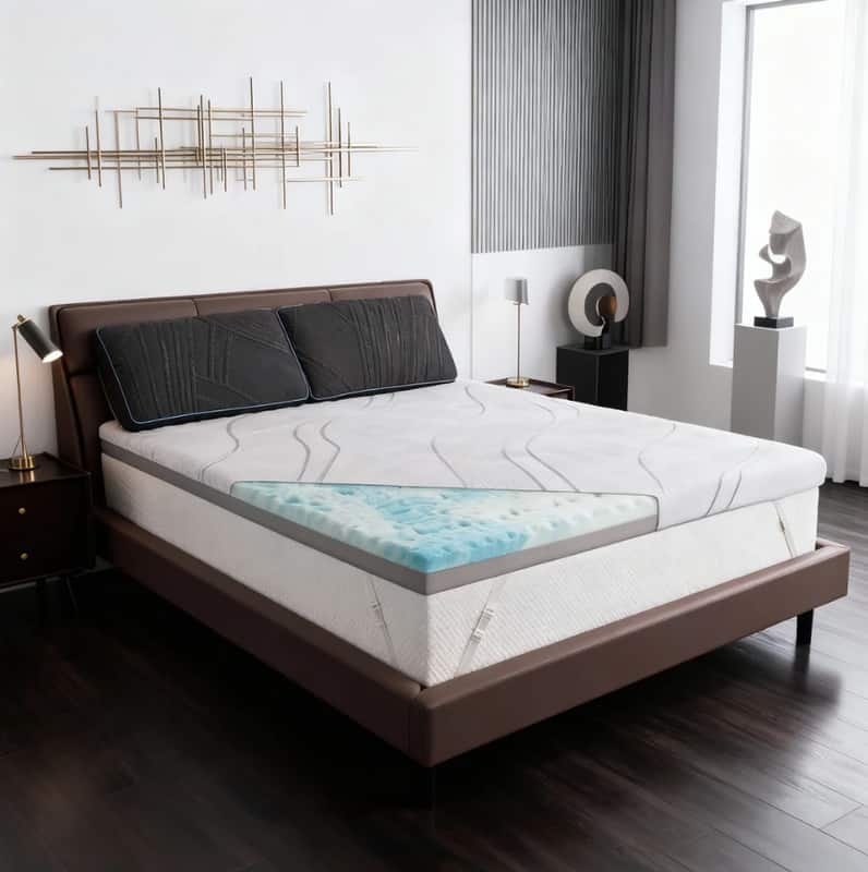 Vipbear - 4 Inch Full Ice Silk Cover, Premier Cooling Gel+Bamboo High-Density Support, Extra Firm to Firm Mattress Topper - White