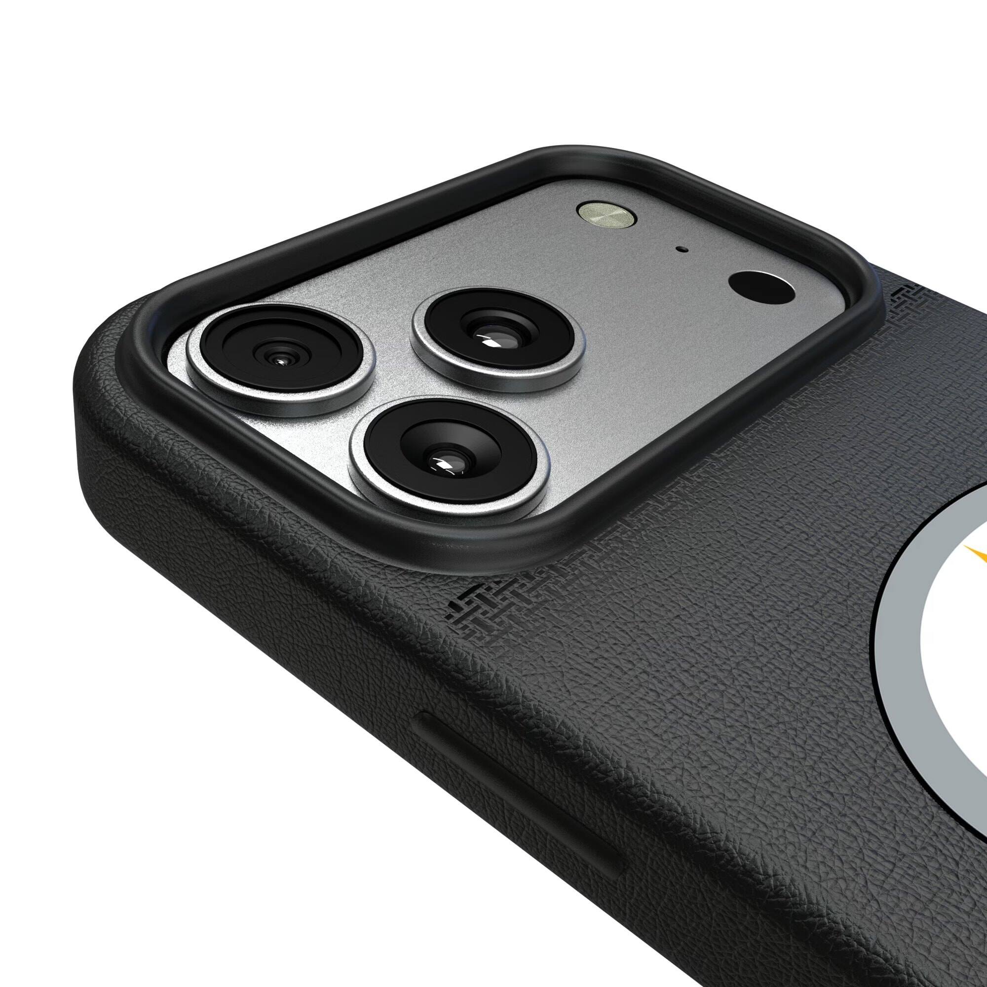 Alt View 2. Keyscaper - Pittsburgh Steelers Linen Logo iPhone Magnetic Bump Case - 15 - Black.