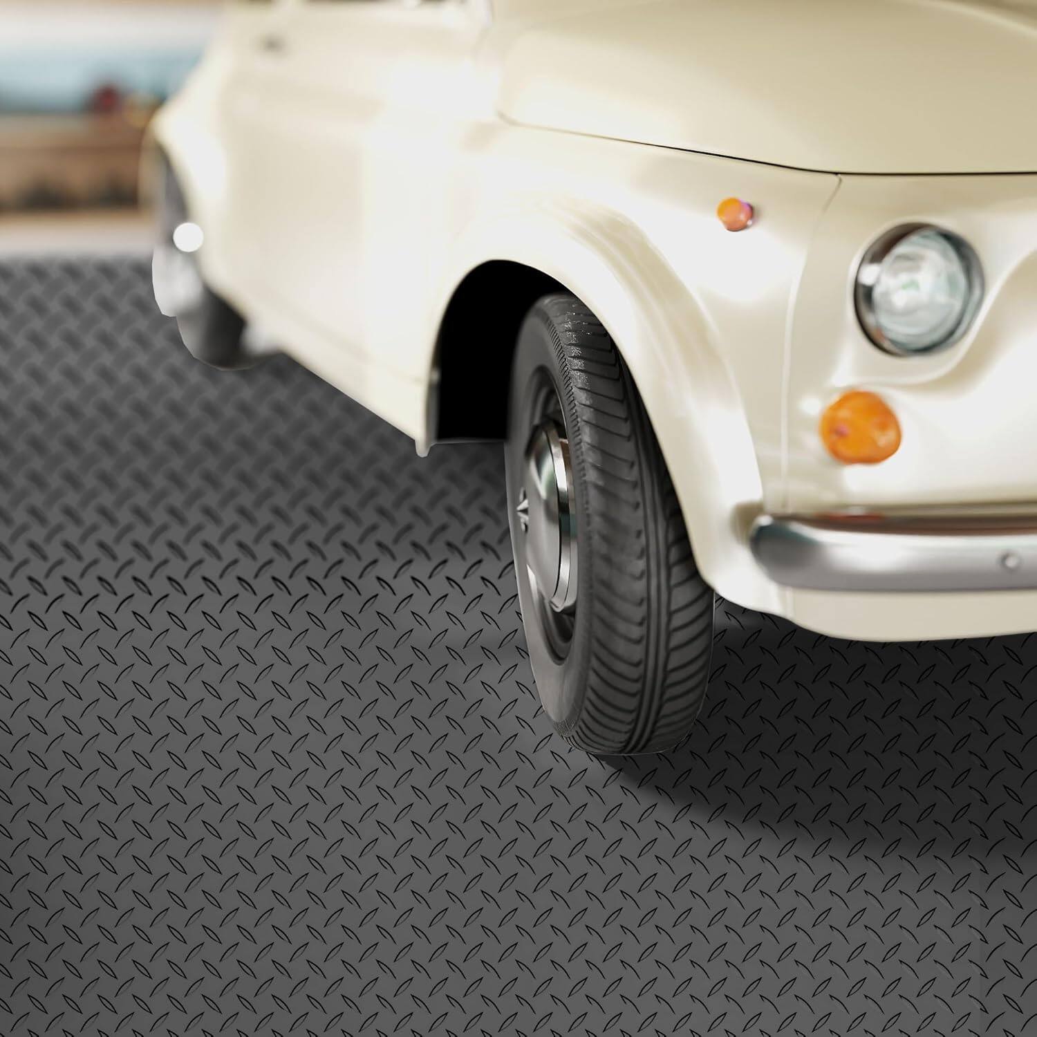 Alt View 7. Essen Blissed - 7.5 x 20 FT Garage Floor Mat, 2.5 mm Thickness Diamond PVC Roll, Floor Protector Mat for Garage Warehouse Gyms, Black.