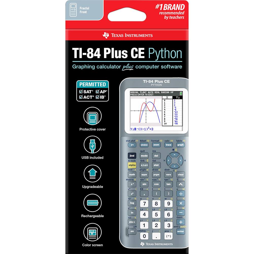 **Fractal Frost**

**#1 BRAND recommended by teachers**

**TEXAS INSTRUMENTS TI-84 Plus CE Python Graphing Calculator plus computer software**

**PERMITTED SAT* AP* ACT* IB***

- Protective cover
- USB included
- Upgradeable
- Rechargeable
- Color screen

**TI-84 Plus CE Python**

**NORMAL FLOAT AUTO REAL RADIAN HP**

**PRESS ENTER TO BEST**

**Y2 = (X - 1)^2 + 3**

**USB included**

**Upgradeable**

**Rechargeable**

**Color screen**

**TEXAS INSTRUMENTS**