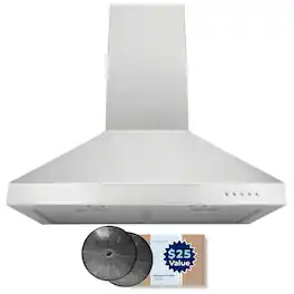 Hauslane - 30 inches - Convertible - Wall Range Hood - Silver