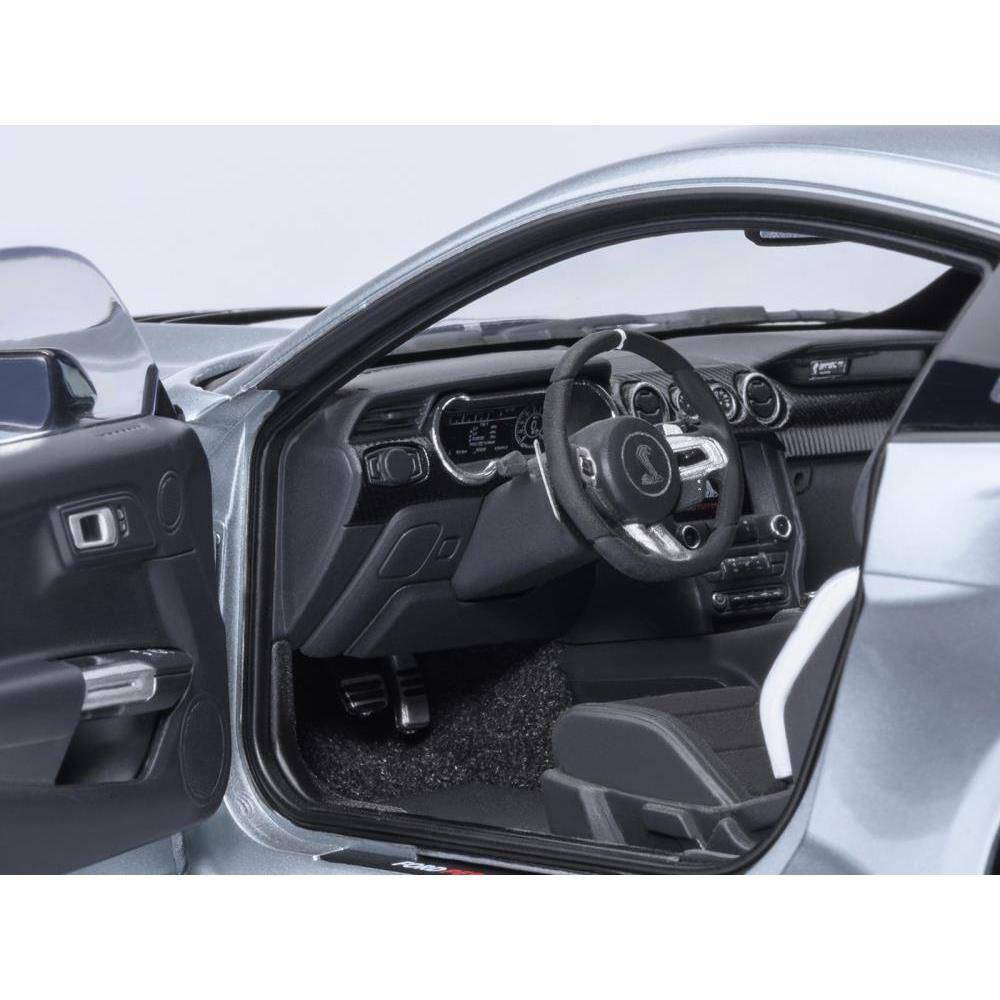 Back. Autoart - Ford Mustang Shelby GT500 Iconic Silver Metallic with Black Stripes 1/18 Model Car by Autoart - Silver Metallic with Black.