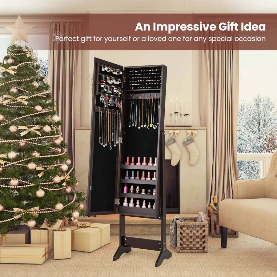 Costway Jewelry Mirrored Cabinet Armoire Organizer Storage