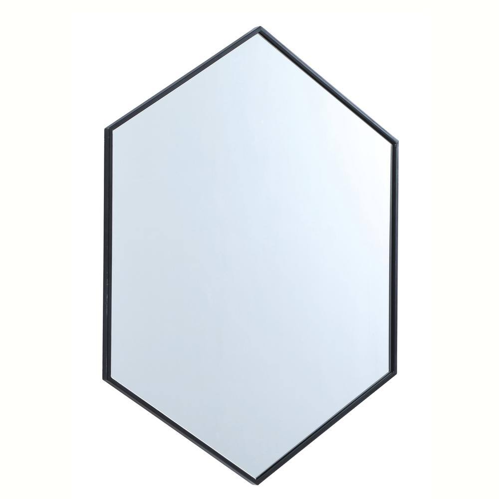 Alt View 1. Elegant Decor - Metal frame hexagon mirror 30 inch in Black - Black.