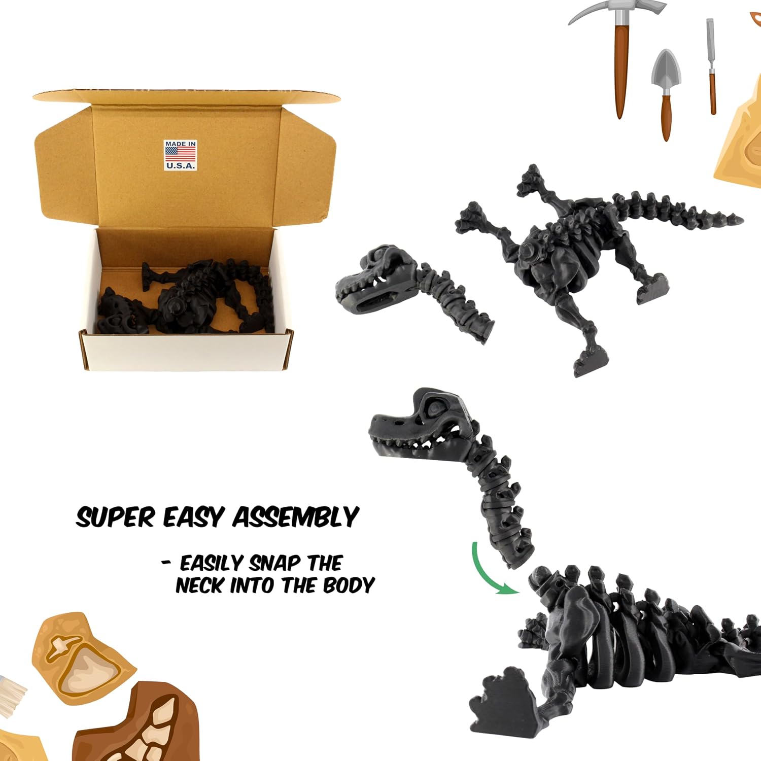 MADE IN U.S.A.

SUPER EASY ASSEMBLY
- EASILY SNAP THE NECK INTO THE BODY