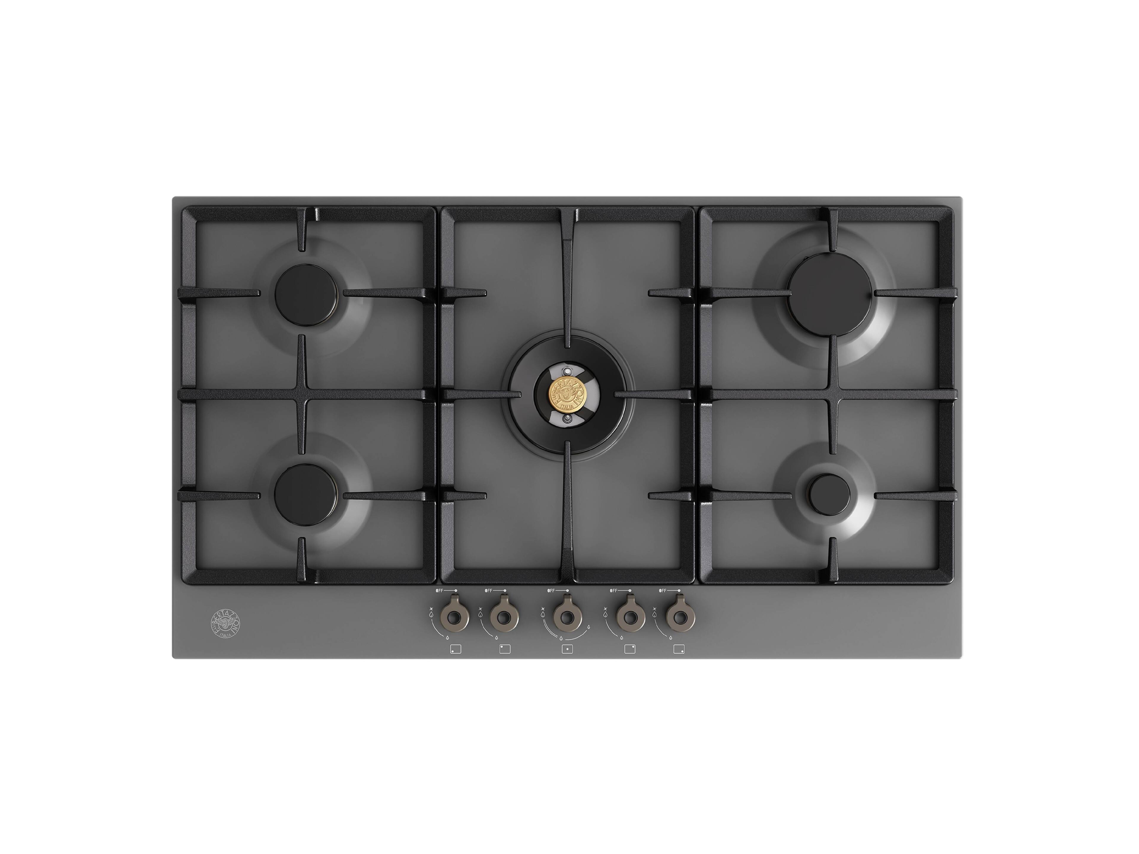 Angle. Bertazzoni - 36" Professional Series 5-Burner Built-In Gas Cooktop - Carbonio - Carbonio.