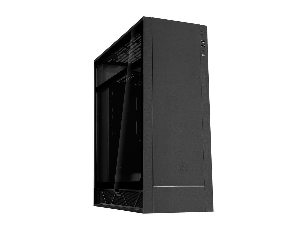 Alt View 1. SilverStone - SilverStone ALTA F1 SST-ALF1B-G Black Aluminuml / Steel / Tempered Glass ATX Mid Tower Computer Case - Black.