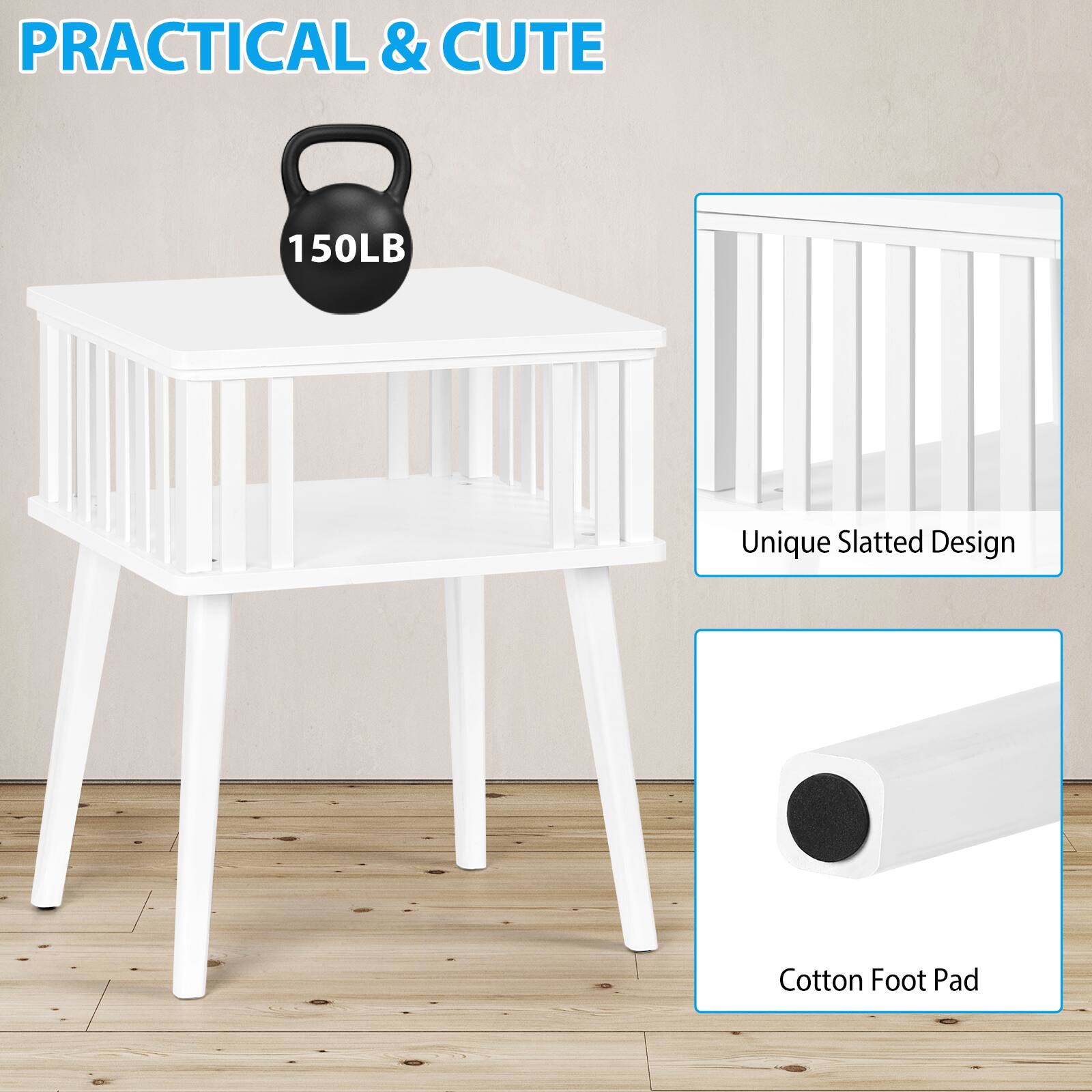 PRACTICAL & CUTE

150LB

Unique Slatted Design

Cotton Foot Pad