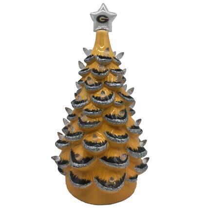 Front. Santa's Workshop - Gold Grambling Tigers 14'' Ceramic Tree - Gold.