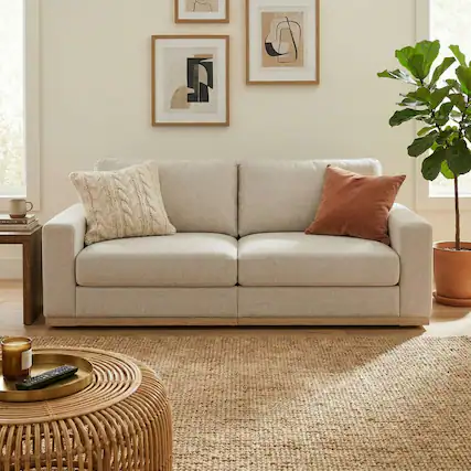 Front. Dyonery - Dyonery 86" Loveseat Sofa,Mid Century Modern Love Seat,Super Comfy Sofas,Deep Seat,Wide Armrest,Sturdy Frame - Gray.