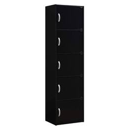 Hodedah - 5 Shelf Home and Office Enclosed Organization Storage Cabinet - Black