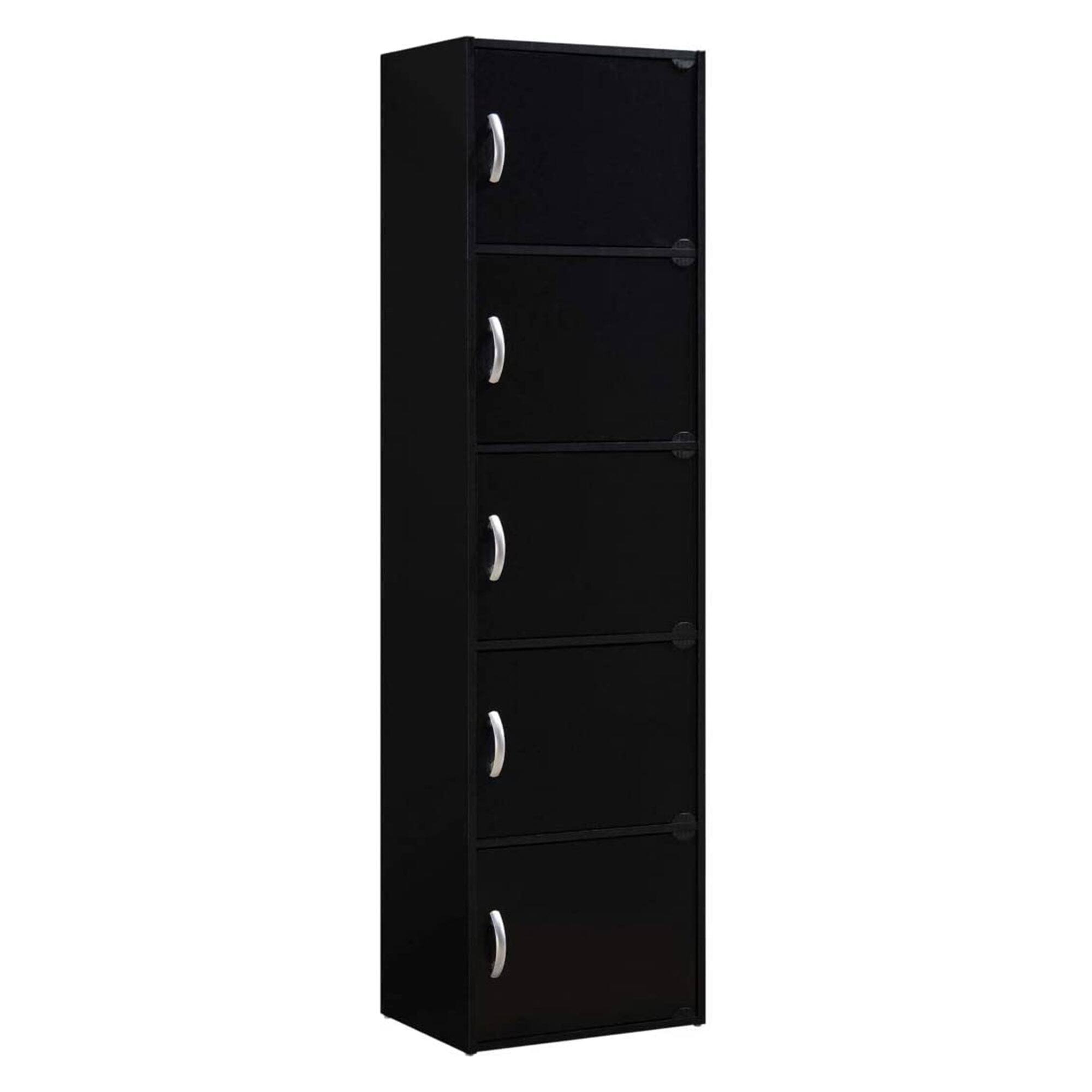 Front. Hodedah - Hodedah 5 Shelf Home and Office Enclosed Organization Storage Cabinet, Black - Black.
