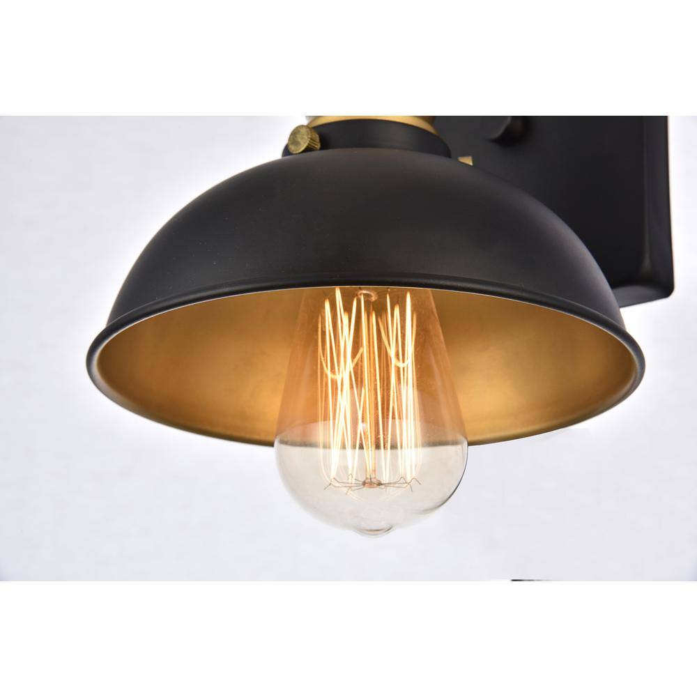 Angle. Living District - Anders Collection Wall Sconce D7.1 H8.3 Lt:1 Black and Brass Finish - Black And Brass.
