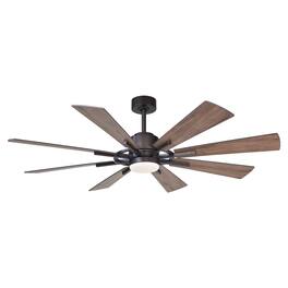 Parrot Uncle - 60" Farmhouse Integrated LED Windmill Ceiling Fan with Light and Remote - Oil-Rubbed Bronze