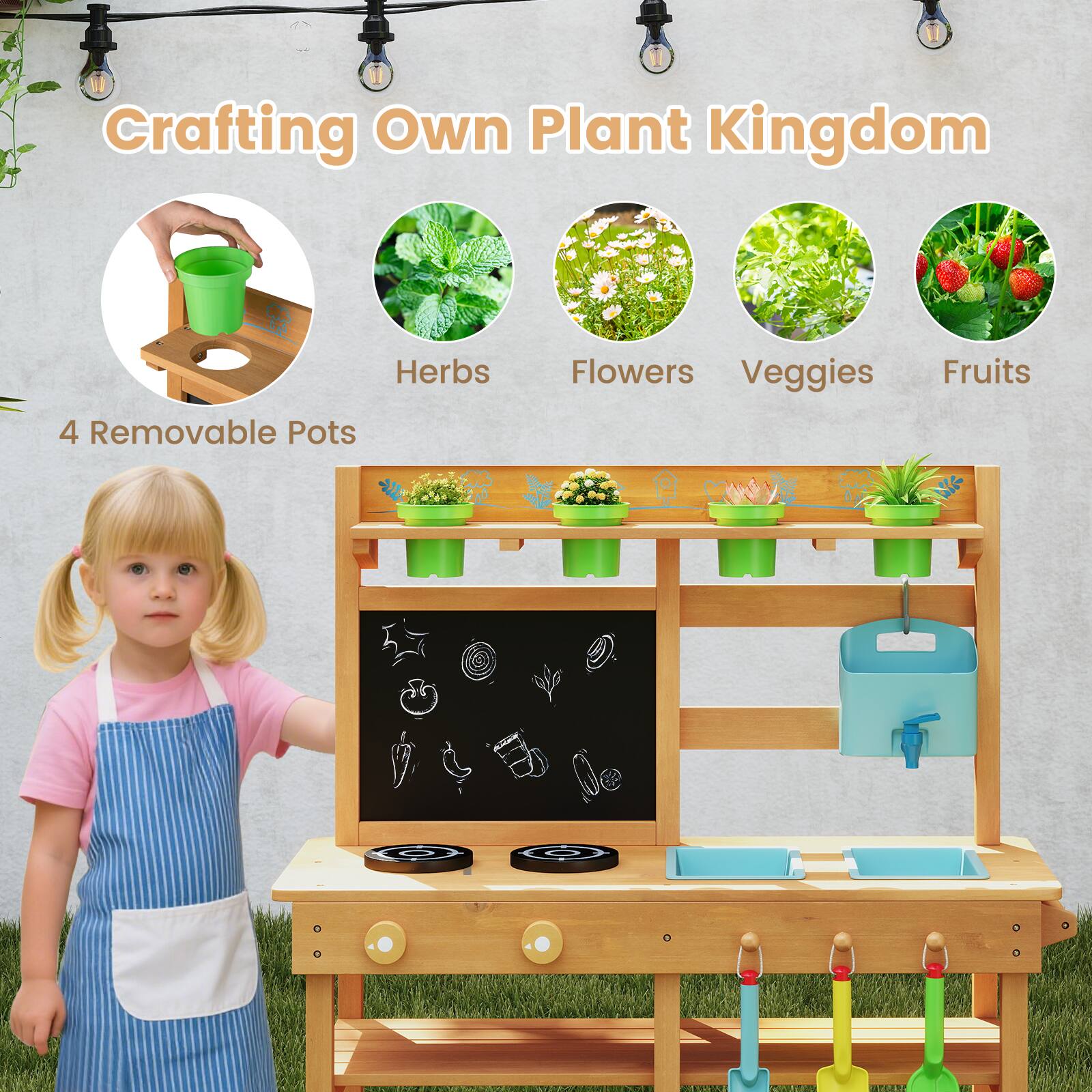 Crafting Own Plant Kingdom

4 Removable Pots

Herbs  
Flowers  
Veggies  
Fruits