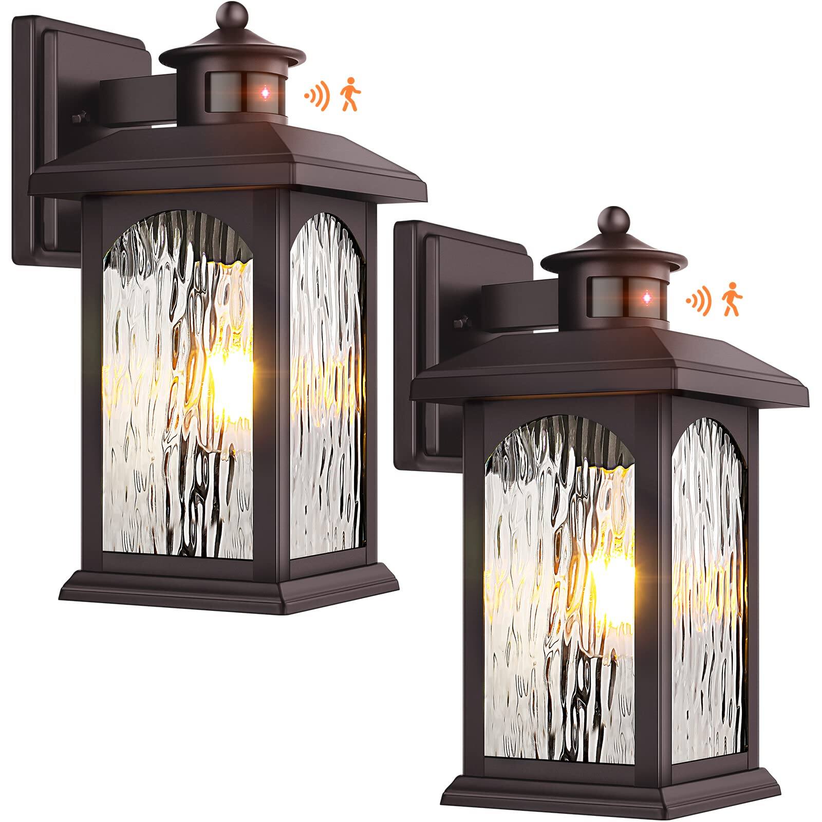 Alt View 4. VEGA AUTOMOTIVE - 2 Packs Motion Sensor Outdoor Lights Dusk To Dawn Lighting Oil Rubbed Exterior Light Fixtures Waterproof - Bronze-1-PACK.