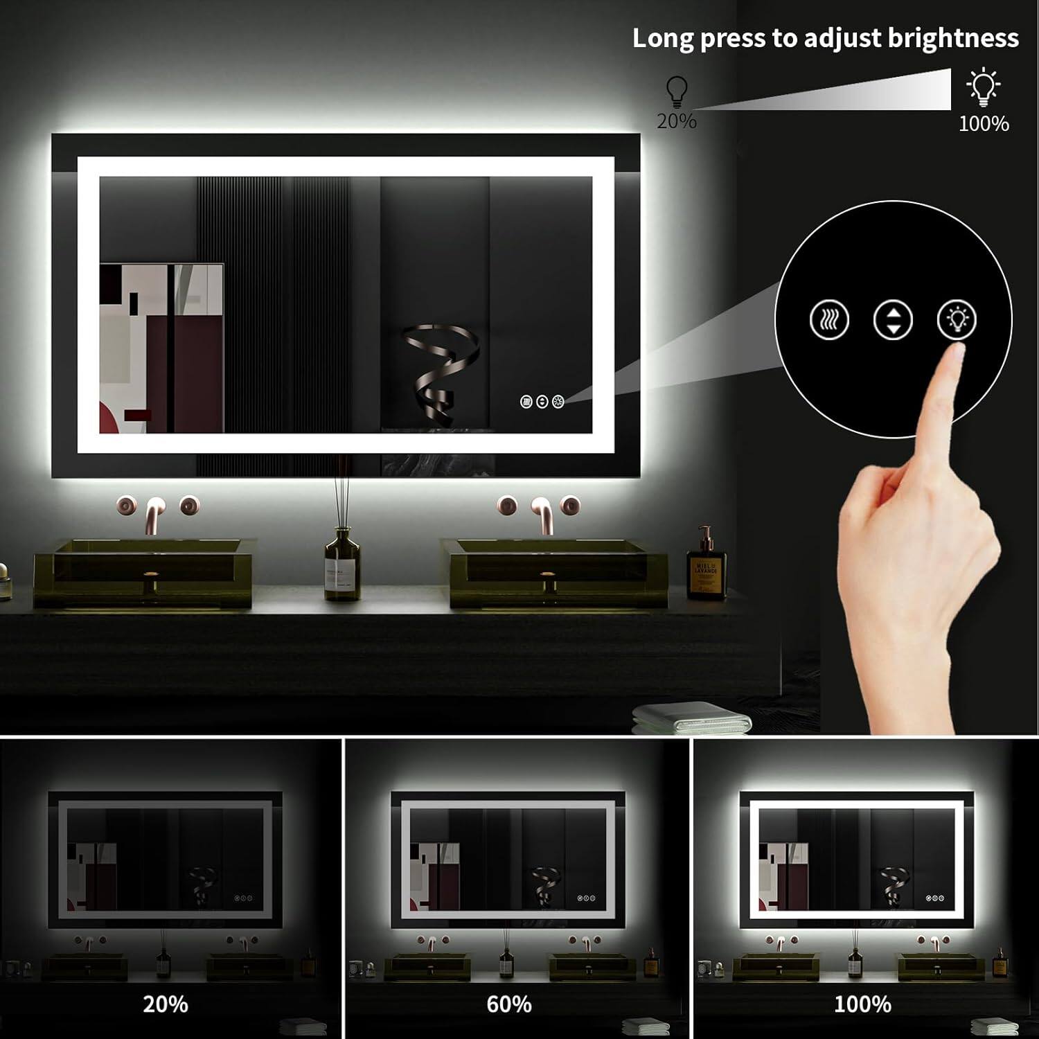 Long press to adjust brightness

20% 60% 100%