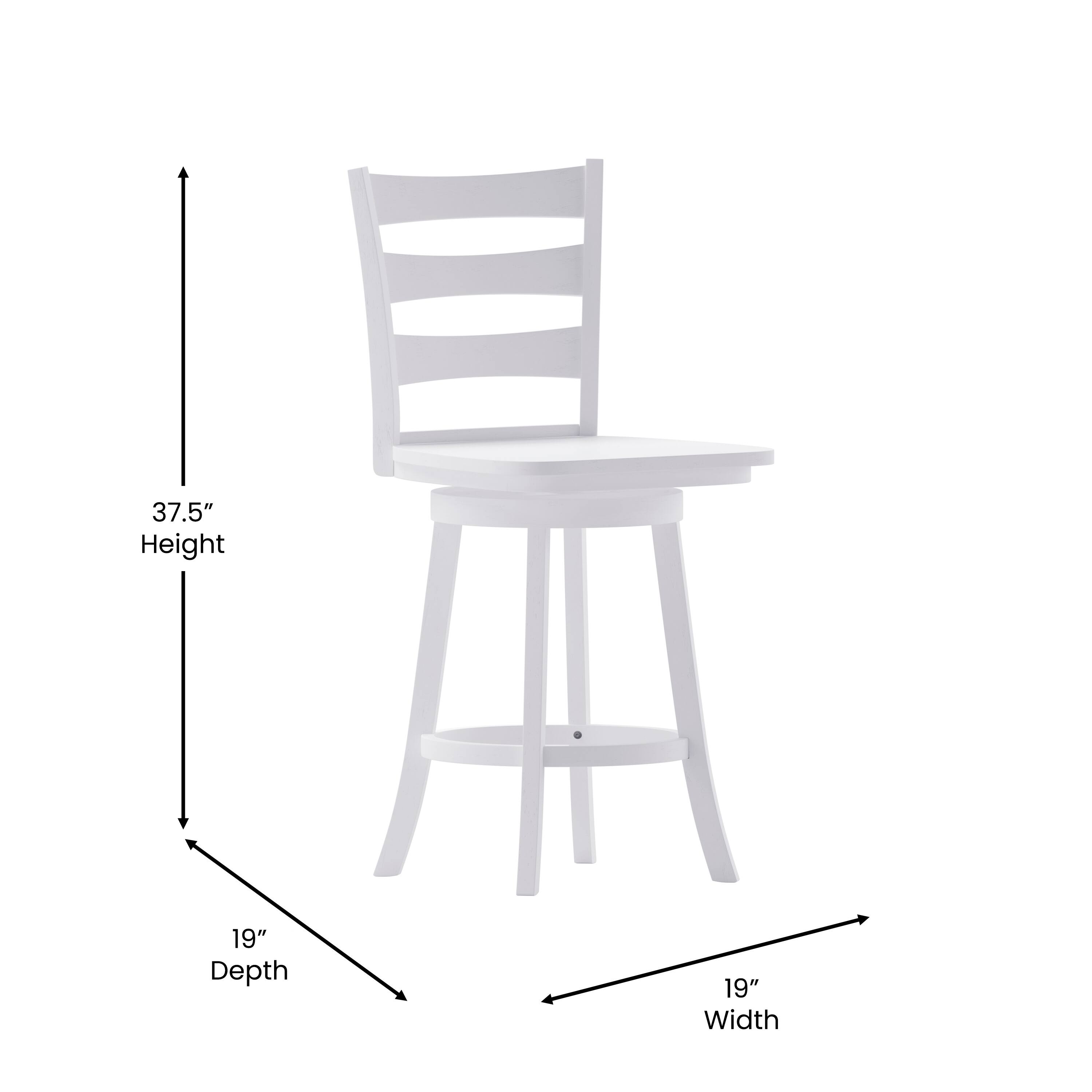 37.5" Height, 19" Depth, 19" Width