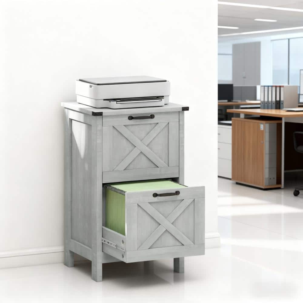 TinyHomie - Farmhouse Office Storage Cabinet File Cabinet with 2 Drawers