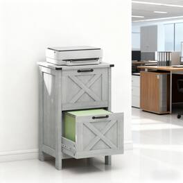 TinyHomie - Farmhouse Office Storage Cabinet File Cabinet with 2 Drawers