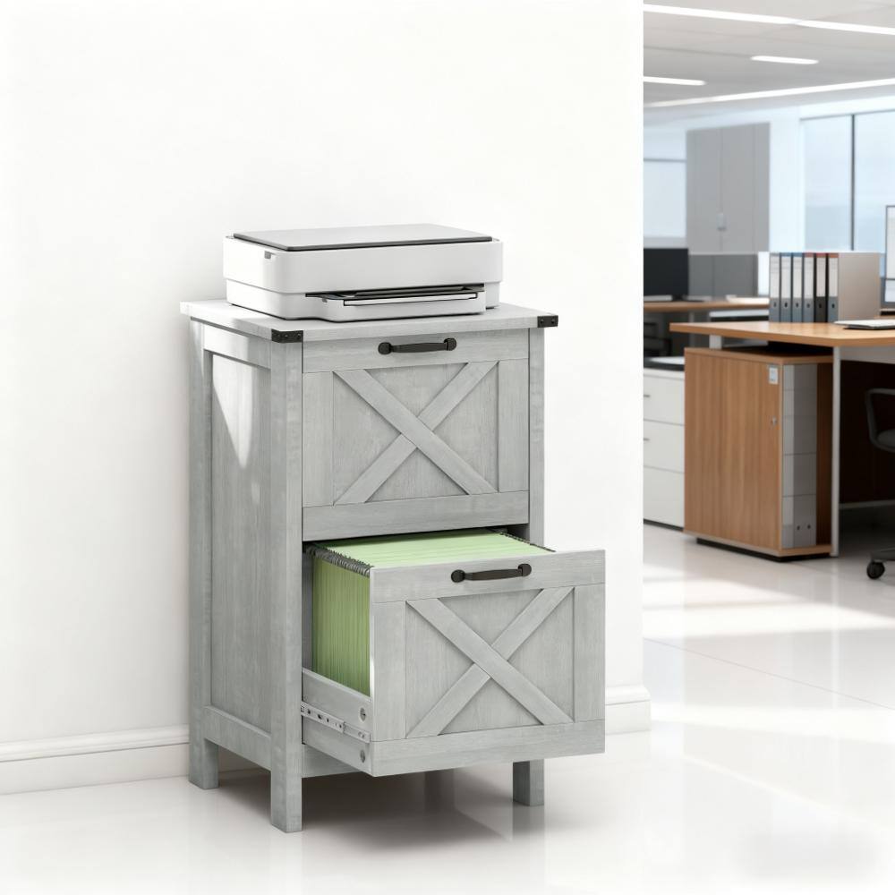 Front. TinyHomie - Farmhouse Office Storage Cabinet File Cabinet with 2 Drawers.