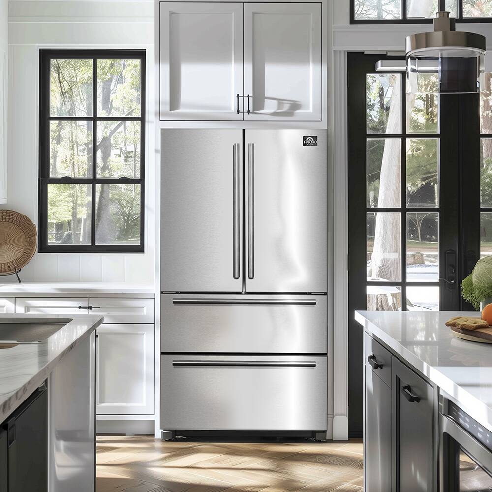 Alt View 16. Forno Appliances - Moena 19.2 Cu. Ft. French Door Counter-Depth Refrigerator with Modern Decorative Grill - Stainless Steel VCM.