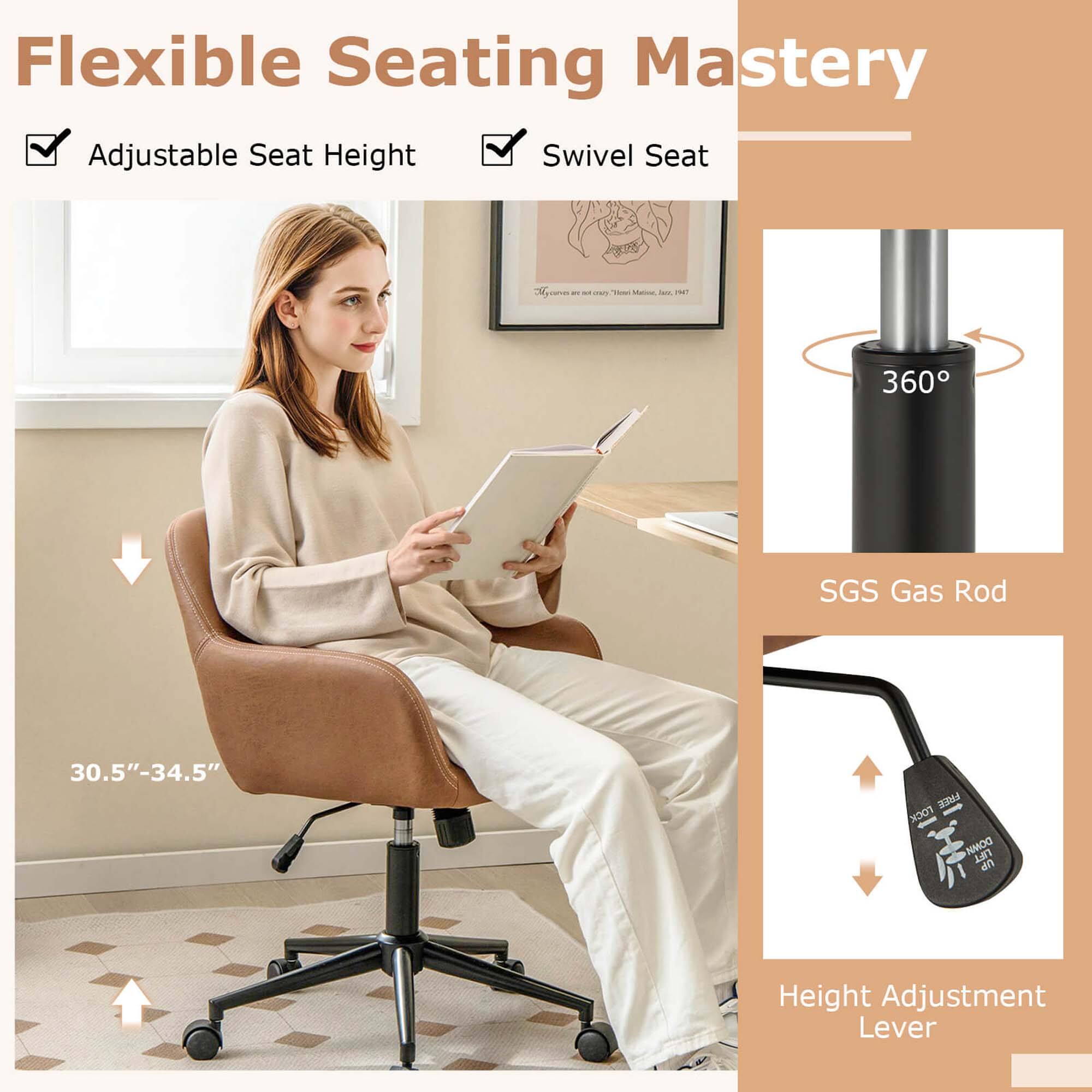 Flexible Seating Mastery Adjustable Seat Height Swivel Seat: - - Td - - 1ar 360 SGS Gas Rod 30.5"-34.5" FREE - r - DOWN LPFT dn Height Adjustment Lever