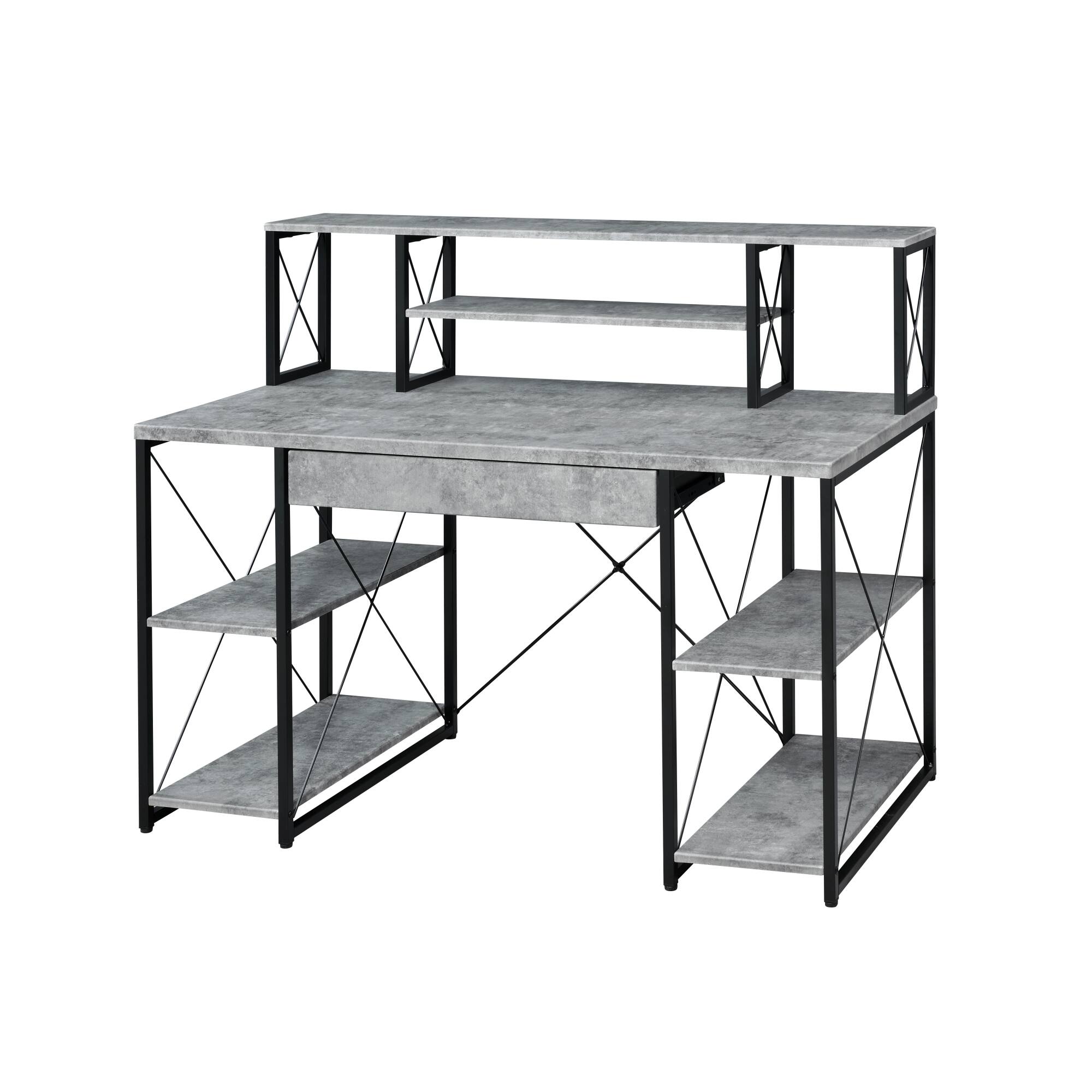 Alt View 1. GOODSILO - All-Purpose Writing Desk with Storage Drawer and Open Compartments for Home Office Use - Gray.