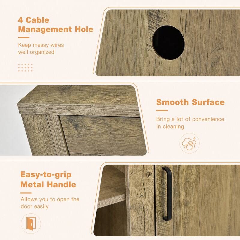 4 Cable Management Hole  
Keep messy wires well organized

Smooth Surface  
Bring a lot of convenience in cleaning

Easy-to-grip Metal Handle  
Allows you to open the door easily