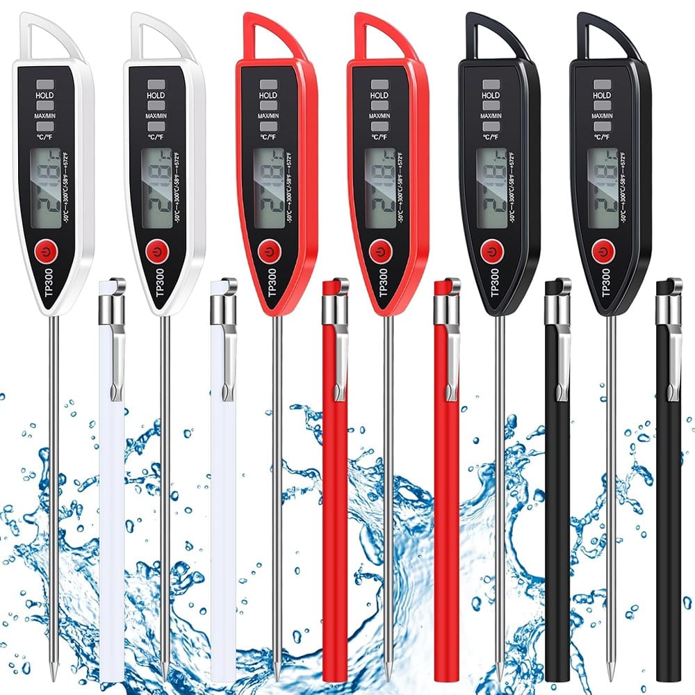 PARKER SLATER - 6-Pack Digital Food Thermometers, Long-Probe, Waterproof, Instant Read