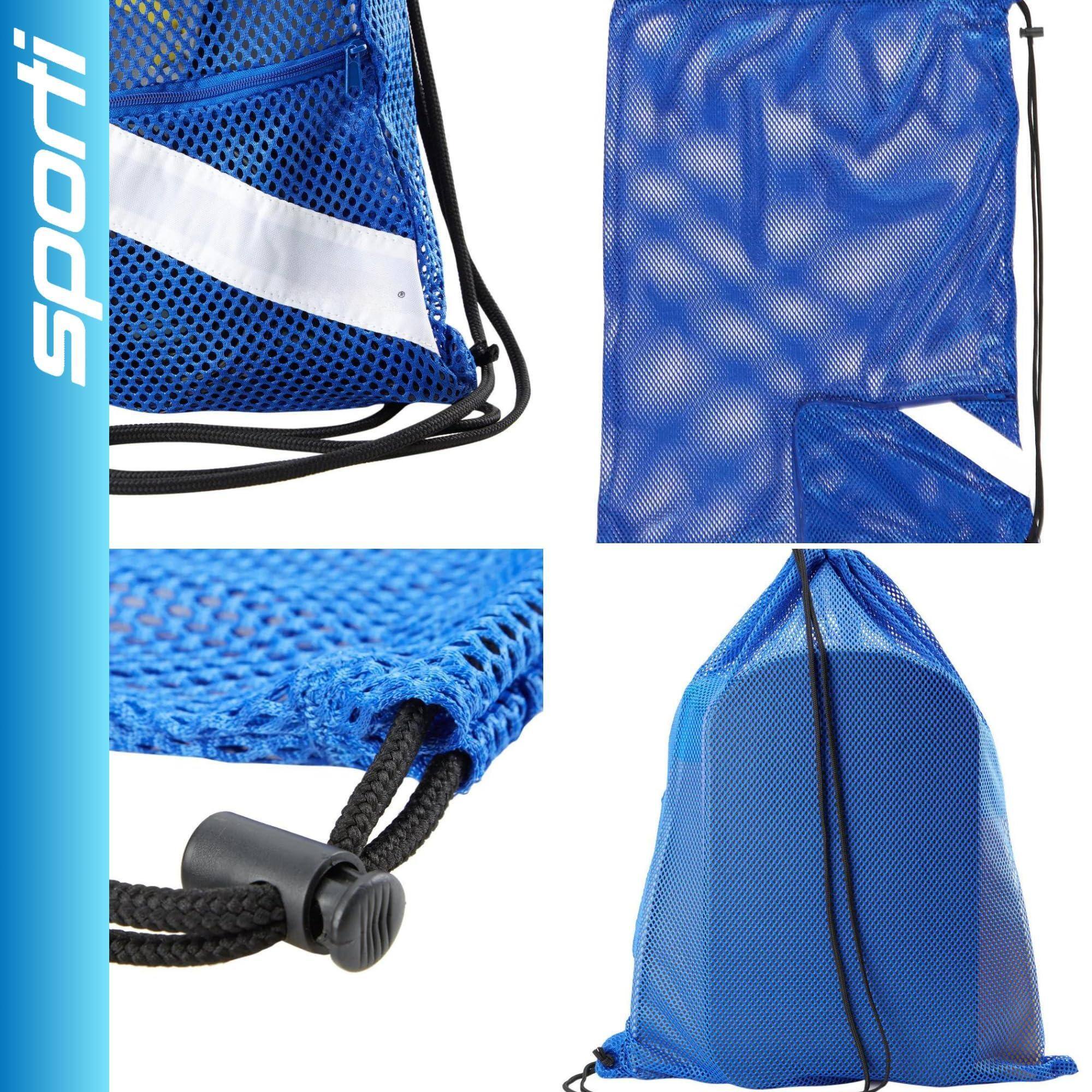 Left. Cozy Serene - Swimming Equipment Bags  Mesh Drawstring Backpack Swim Bag For Swimmers Beach - Black - Mesh Bag-1. Mesh Bag.
