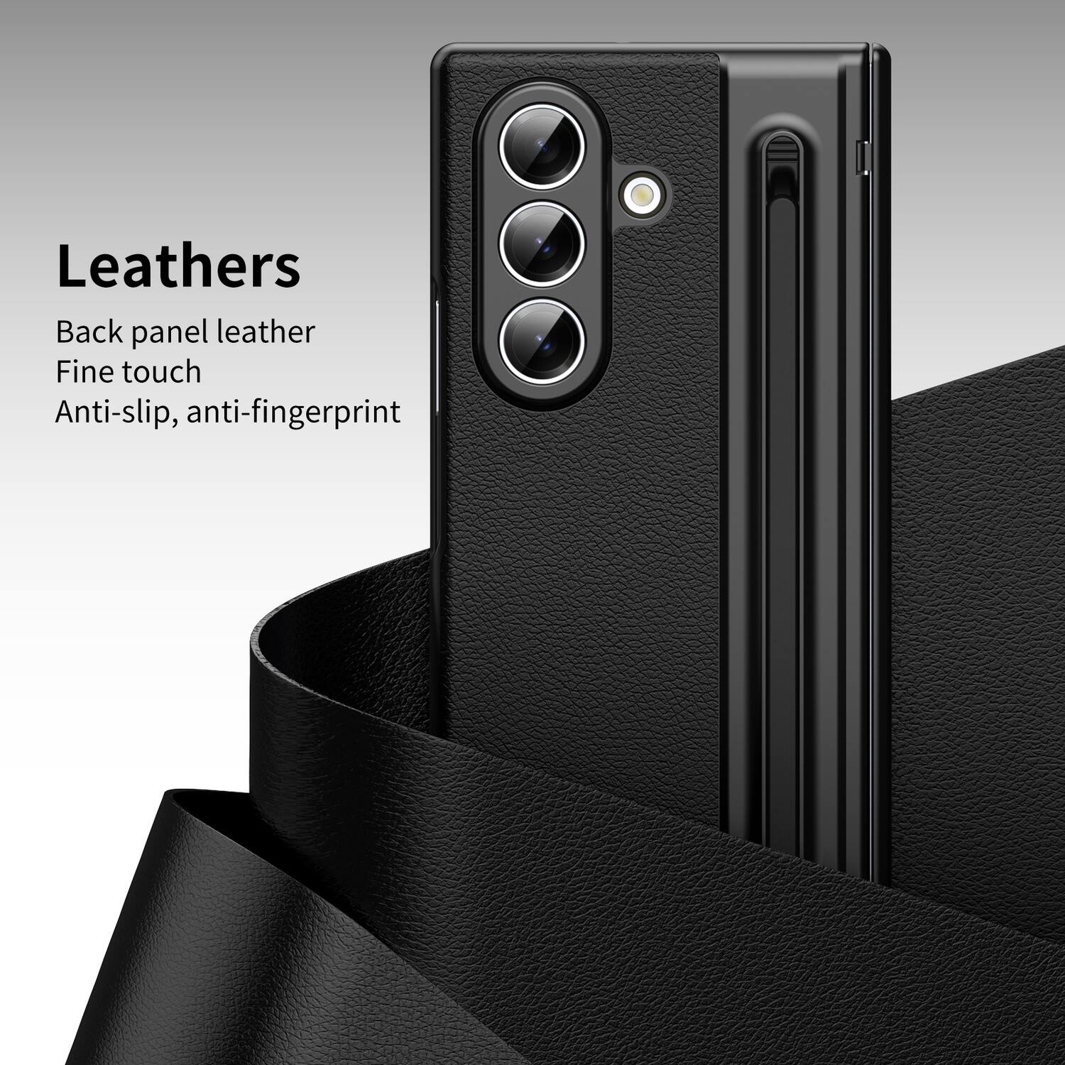 Leathers  
Back panel leather  
Fine touch  
Anti-slip, anti-fingerprint