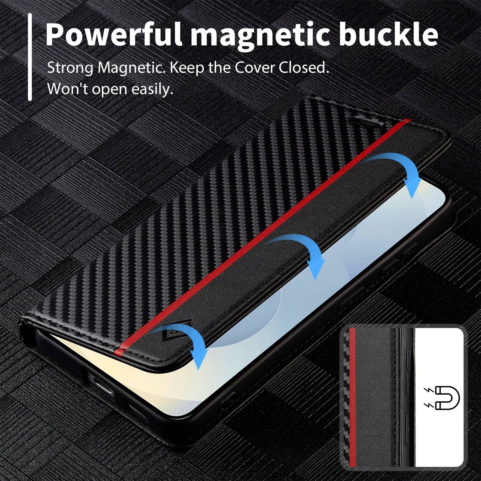 Powerful magnetic buckle  
Strong Magnetic. Keep the Cover Closed. Won't open easily.