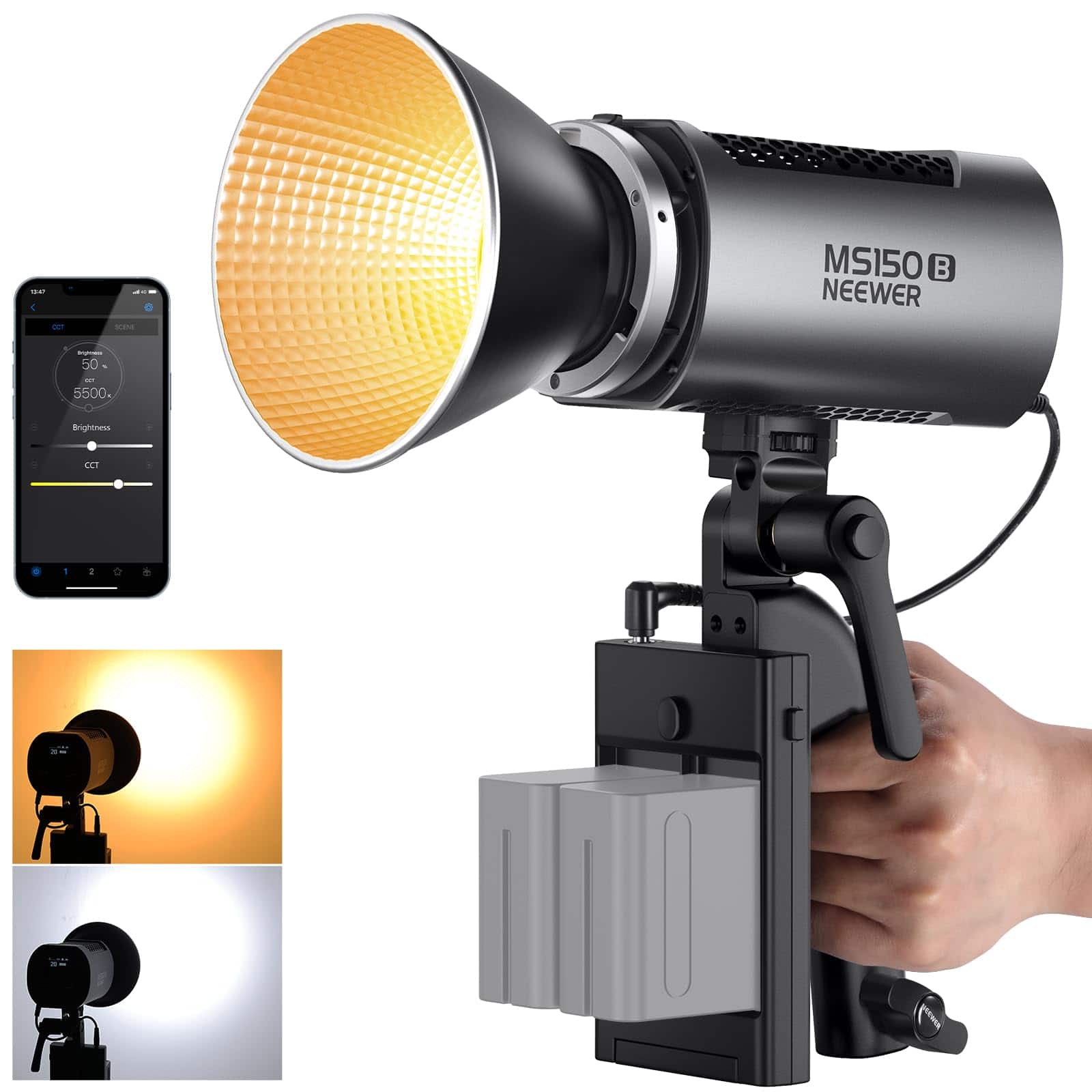 Neewer - MS150B 130W Bi-Color LED Video Light, App/2.4G Control, Bowens Mount, 200000 lux, CRI97+