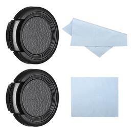 Unique Bargains - 2pcs 28mm Sides Pinch Lens Cap with Cloth for Nikon/Fujifilm/Pentax - Black
