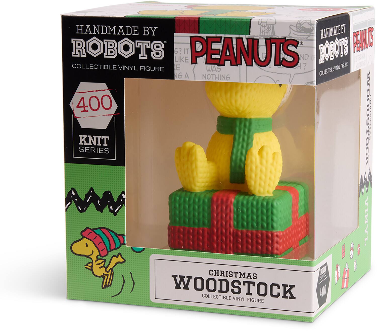 HANDMADE BY ROBOTS  
COLLECTIBLE VINYL FIGURE  

PEANUTS  

400  
KNIT SERIES  

CHRISTMAS  
WOODSTOCK  
COLLECTIBLE VINYL FIGURE