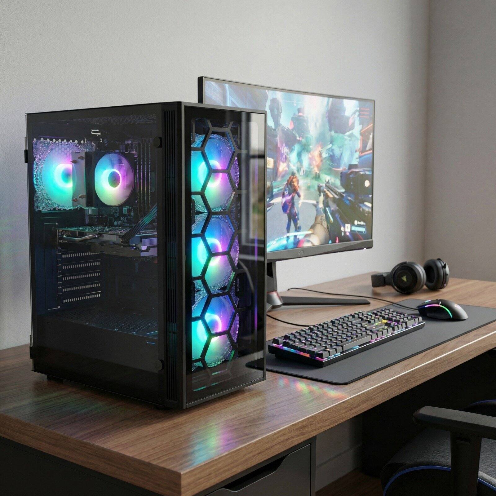 Alt View 1. STGAubron - STGAubron Gaming Desktop PC, Intel Core i7 up to 3.9Ghz, GeForce GTX 1660 Super 6G Graphics, 32G RAM, 1T SSD, WIN11H - Black.