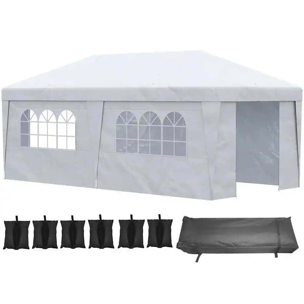 Front. Spaco - Spaco 10' x 19.5' Pop Up Canopy Tent Height Adjustable, Leg Weight Bags, Bag - White.