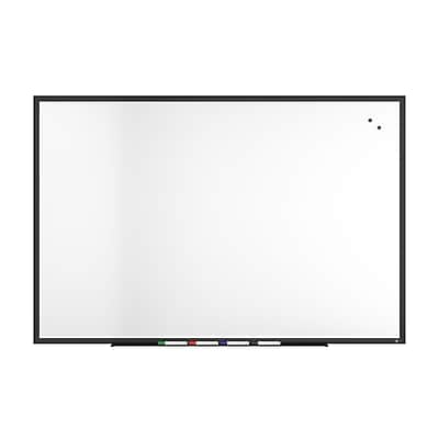Front. TRU RED - TRU RED™ Magnetic Porcelain Dry Erase Board, Black Frame, 6' x 4' (TR61190) - Black Frame.