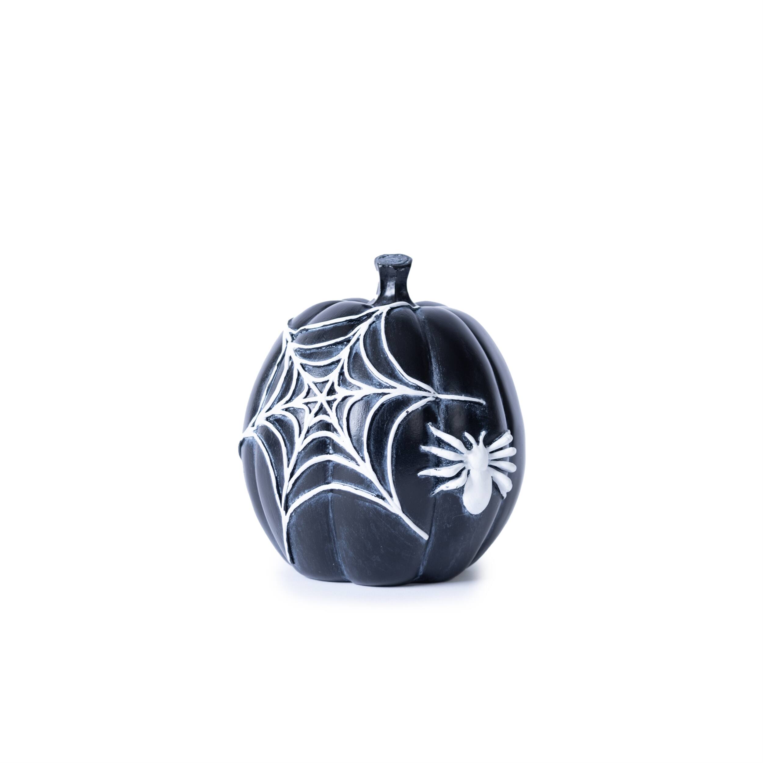 Left. BreeBe - Halloween Spider and Bat Pumpkin (Set of 2) - Black, White.