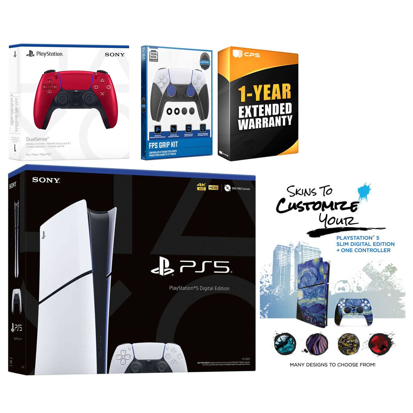 - PlayStation SONY DualSense Controller
- FPS GRIP KIT
- 1-YEAR EXTENDED WARRANTY
- SONY AK H HEAT SKINS
- PlayStation 5 Slim Digital Edition + One Controller
- MANY DESIGNS TO CHOOSE FROM