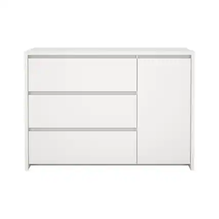 Front. Tvilum - Next 46-inch Wide 3-Drawer and 1 Door Sideboard - White.
