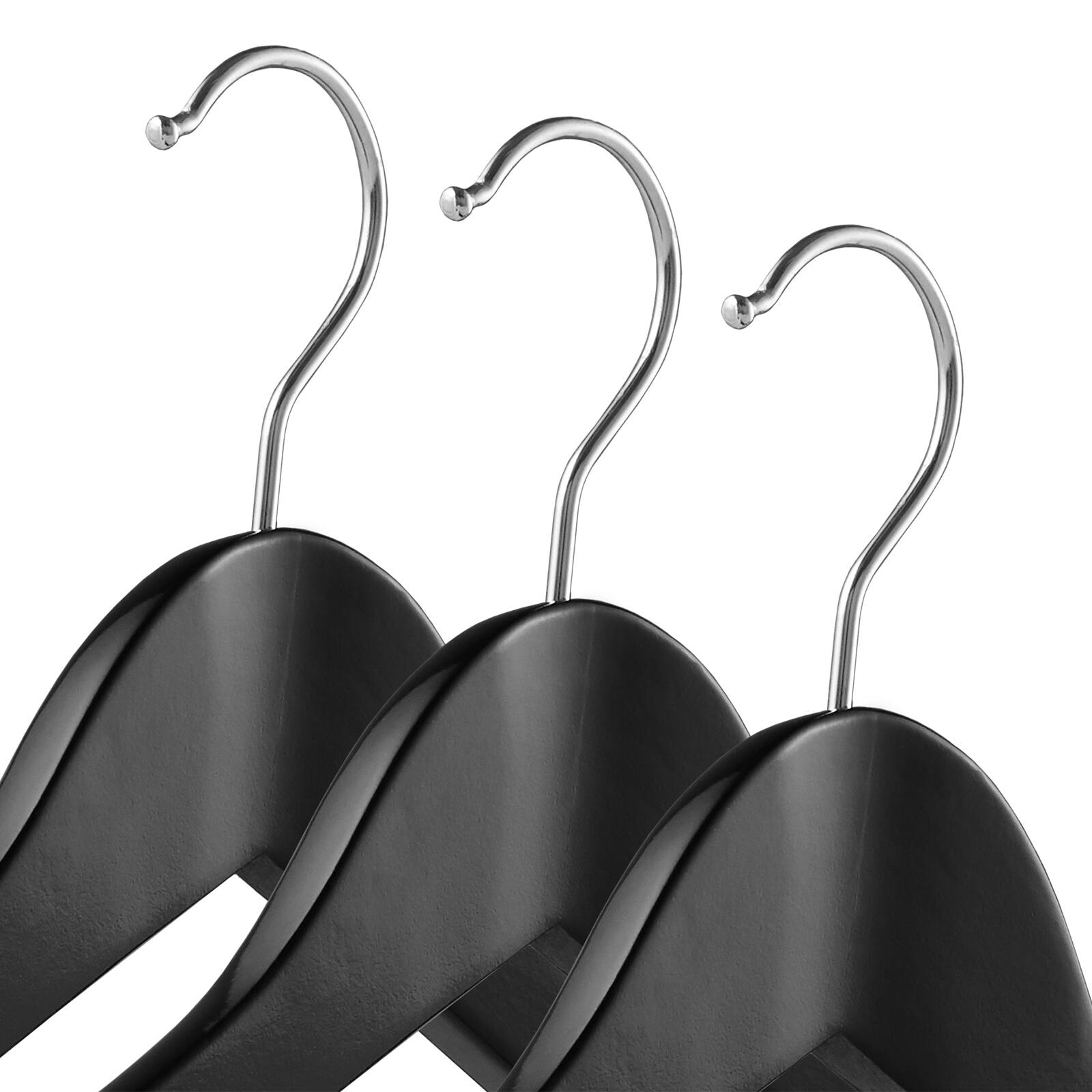 Alt View 1. Casafield - 6pk Wide Shoulder Wooden Suit Hangers - Black.