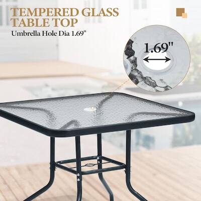 TEMPERED GLASS TABLE TOP  
Umbrella Hole Dia 1.69"
