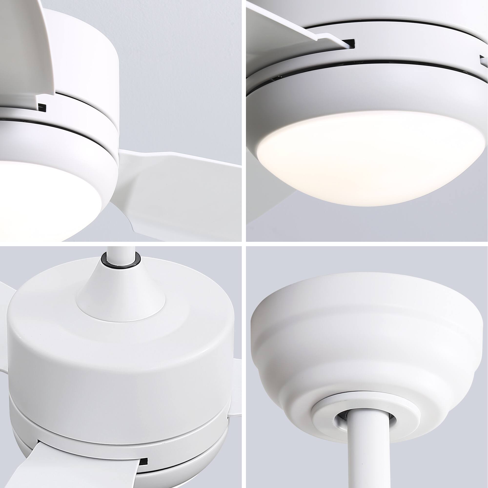 Alt View 1. Sofucor - 46inch Ceiling Fans with Light and Remote Modern Low Profile 3CCT Dimmable LED Light  Quiet Reversible Motor for Bedroom - White.