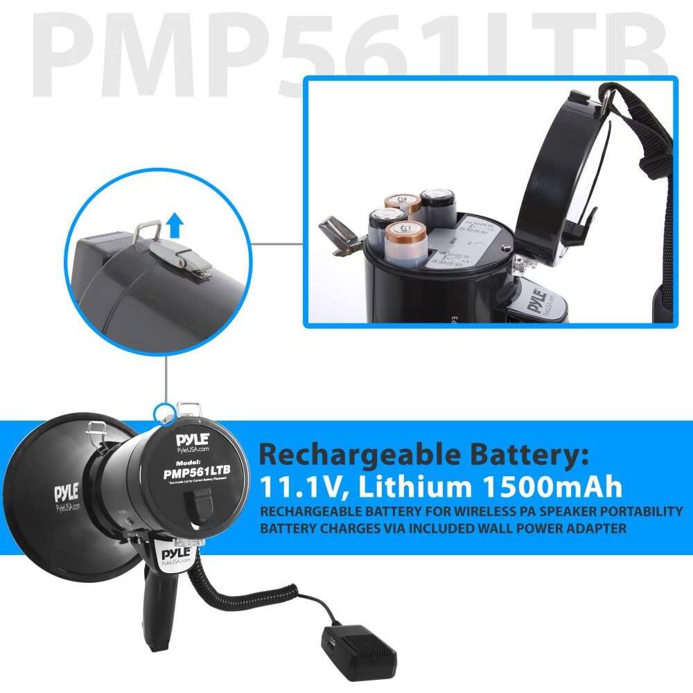 PMP5611TB PYLE PYLE PHUSAum PYLE PyleLSA.com Model Rechargeable Battery: PMP561LTB 11.1V, Lithium 1500mAh RECHARGEABLE BATTERY FOR WIRELESS PA SPEAKER PORTABILITY BATTERY CHARGES VIA INCLUDED WALL POWER ADAPTER