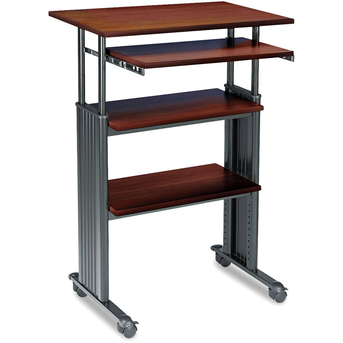 Front. Hivvago - Adjustable Height Stand Up Computer Desk Workstation in Cherry - Cherry.